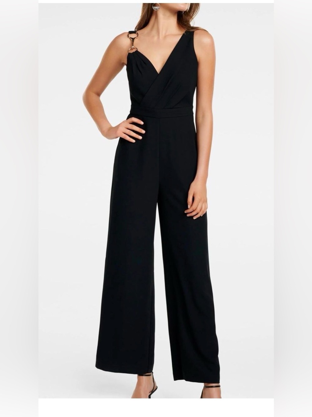 Ever New Black Wide-Leg Jumpsuit with Ring-Detail Strap
